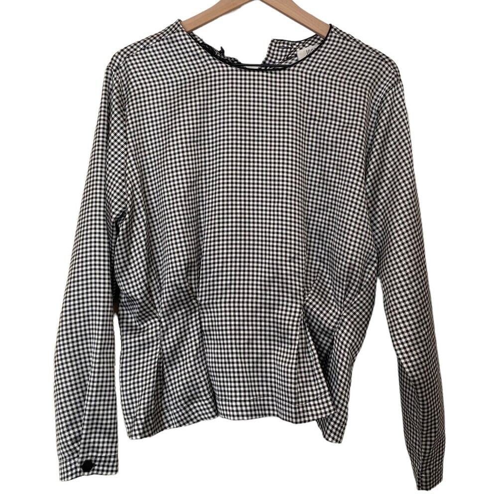 ✨Vintage Josephine Gingham Button Back Long Sleeve Blouse Size Small